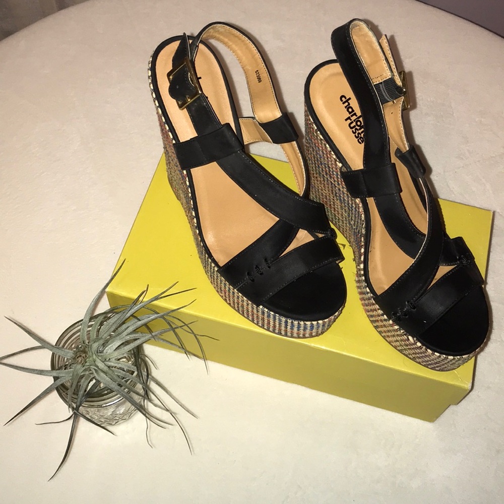 Charlotte Russe black wedges- NWOT